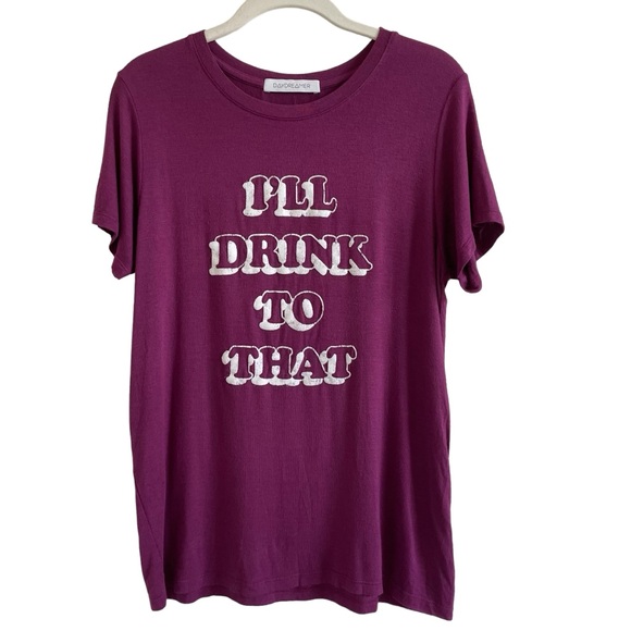Daydreamer I’ll Drink To That Purple Short Sleeve Tee Shirt Casual Party - Picture 1 of 6